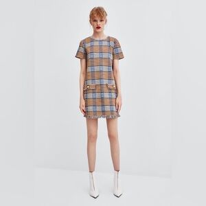 Zara Tweed Checkered Dress